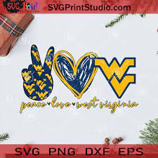 Download Peace Love West Virginia Mountaineers Football Svg Peace Love Svg West Virginia Svg Svg Print Studio
