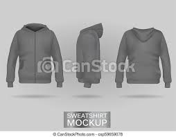Folds & clothes video course: Grey Sweatshirt Hoodie Template In Three Dimensions Front Side And Back View Realistic Gradient Mesh Vector Clothes For Canstock