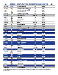 Kentucky Basketball Schedule Printable
