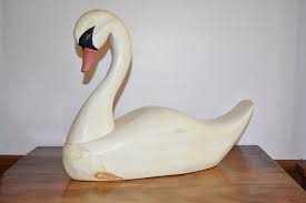 Hand Carved Goose Large Hand Painted White Wood Goose Decoy Wood Swan Lake House Decor Rustic Farmhouse White Wood Carving Hand Carved