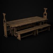 Shanjue solid wood furniture legs 4 inch sofa legs set of 4 medieval furniture feet couch replacement parts can be used in cabinet dresser bed sideboard coffee table. 3d Model Medieval Dining Table Set Vr Ar Low Poly Cgtrader