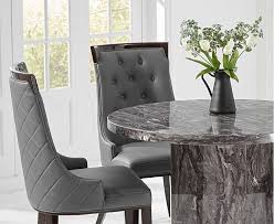 Crema Grey Round Marble Dining Table With Angelica Chairs Marble Dining Dining Table Marble Round Marble Dining Table