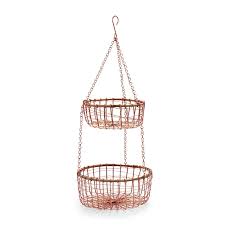Two Tier Hanging Rose Gold Wire Basket Sur La Table Gold Wire Basket Wire Baskets Hanging