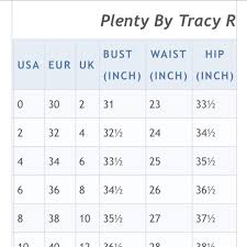 Tracy Reese Sizing Chart