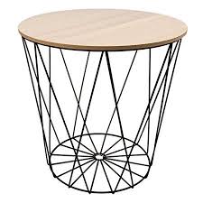 Tisch Design Beistelltisch Drahtkorb Metall Mit Deckel Weiss Schwarz O40cm Schwarz Opbergmanden Interieur Kleedjes