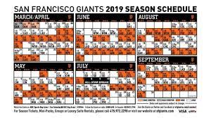 Giants 2019 Printable Schedule San Francisco Giants San Francisco Giants Sf Giants Schedule Printable