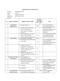 A)reliabilitas pencatatan b)objektivitas interpretasi 3. Checklist Observasi Kelas