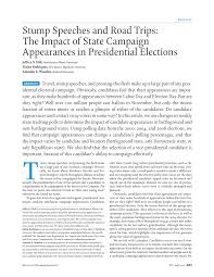 Have an over all theme with points that are connected to the theme. Pdf Stump Speeches And Road Trips The Impact Of State Campaign Appearances In Presidential Elections