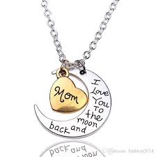 Wholesale I Love You To The Moon And Back Necklace Two Pieces Pendant Moon Necklace Sun And Moon Necklace Mothers Day Gift Silver Bangles Silver Locket From Fas Back Necklace Heart