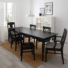 Enjoy pub style dining with our 36 round bar table. Ingatorp Ingolf Table And 6 Chairs Black Nolhaga Grey Beige Ikea