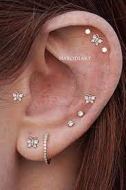 Greta Crystal Butterfly Ear Piercing Jewelry Earring Stud 16g Arrow Earrings Studs Gold Ear Cuff Jewelry Earrings Studs