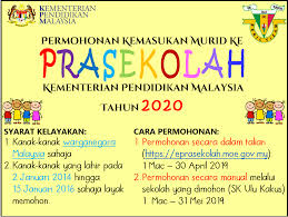 Berikut dikongsikan maklumat penting yang memaparkan tarikh dan aplikasi permohonan: Sk Ulu Kakus Permohonan Kemasukan Ke Prasekolah Kpm Sesi 2020