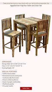 Appalachian Rustic Reclaimed Wood High Bar Table Chair Set Bar Table Table And Chairs High Bar Table