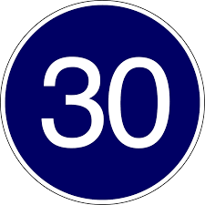 Thirty is the sum of the first four squares, which makes it a square pyramidal number. File Cambodia Road Sign R2 17 30 Svg Wikipedia