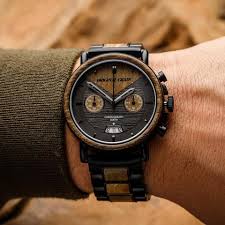 Chrono Verawood Black Steel Original Grain Watches Army Watches Original Grain Watch Swiss Army Watches