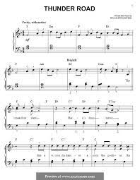 Thunder Road By B Springsteen Sheet Music Guitar Songs Thunder