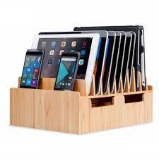 Bamboo 10 Slot Charging Station Docking Organizer Mobilevision Electronic Charging Station Charging Station Charging Station Diy