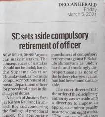Home with all the retiral benefits. Supreme Court Sets Aside Compulsory Retirement Of Officer In Postal Department Sa Post