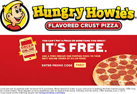Free Medium 1 Topping Pizza With 12 Spent Online At Hungry Howies Via Promo Code Free1 Hungry Toppings Pizza Crust