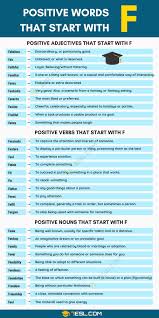 Although there are many whenever you are asked to find smaller words contained within a larger one, you are l. Positive Words That Start With F Adjectives Verbs Nouns 7esl