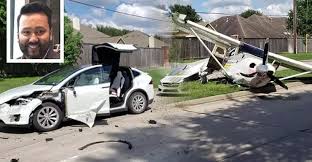 Based on a preliminary investigation, police told kprc 2 they believe nobody had been behind the. Plane Crashes Into Indian Man S Tesla Model X He Walks Away