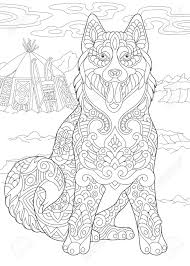 For boys and girls, kids and adults, teenagers and toddlers, preschoolers and older kids at school. Alaskan Malamute Or Siberian Husky Eskimo Dog Coloring Page Royalty Free Cliparts Vectors And Stock Illustration Image 101189011
