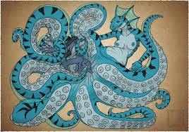 Sleep octopus unbirth - resting bodies embraced by tentacles