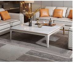 Brown medium rectangle marble coffee table set with marble top. Modern Stylish Living Room Square Marble Top Coffee Table Sets