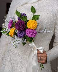 Maybe you would like to learn more about one of these? Florchet Yellow Purple Bridal Bouquet