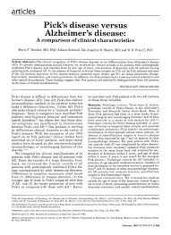 Pdf Pick S Disease Versus Alzheimer S Disease A Comparison Of Clinical Characteristics
