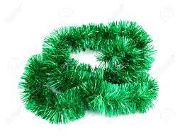 Their colors will help bring out that christmas look and feel in your home, while whether you place a shiny silver piece of garland on your mantel, or outline your doorway with a shiny red piece of garland, you can be sure they will. Green Christmas Tinsel Garland Stock Photo Picture And Royalty Free Image Image 10308403