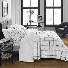 Black And White Plaid Comforter Set Queen 3 Piece Modern Black White Comforter Set Queen Eye Catching Painterly Grid Bold Windowpane In 2020 White Comforter White Comforter Set Queen Shabby Chic Decor Bedroom