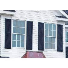 Builders Edge 15 In X 60 In Louvered Vinyl Exterior Shutters Pair In 122 Midnight Green 010140060122 The Home Depot Shutters Exterior Builders Edge Window Shutters Exterior