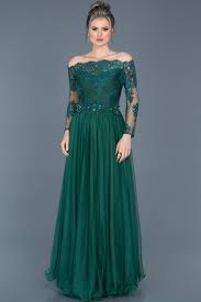 Zumrut Yesili Dantelli Uzun Kollu Abiye Abu019 The Dress Balo Elbiseleri Aksam Elbiseleri