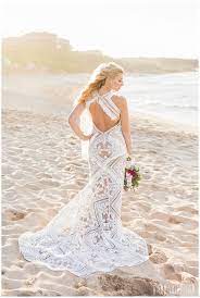 Gorgeous Bride On Maui Hawaii Beach Lace Wedding Dress Open Back Wedding Dr Lace Beach Wedding Dress Beach Wedding Dresses Backless Beach Wedding Dress Boho