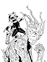 Rocket Raccoon And Groot Inks By Mdm10 D7r7db7 Jpg 774 1031 Coloring Sheets Color Humanoid Sketch