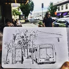 Curated by amelia abdullahsani and merryn trevethan, bus.stop.art. Sitting At Lifeofpiepizza Drawing The Bus Stop The Challenge Is That I Can Only Draw The Bus When Its Actu Bus Stop Perspective Drawing Lessons Bus Drawing