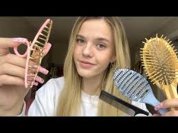 ASMR Hair Play For Sweet Dreams 🎀🎧🧸 (brushing, combing, clipping)