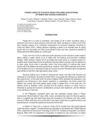 Pdf Career Choice Of Students Basis For Curricular Offering Of Senior High Schools In Region Xi