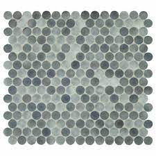 How much does penny tile cost? Mohawk Brightmore Pennyround 12 X 13 Glass And Stone Mosaic Tile At Menards