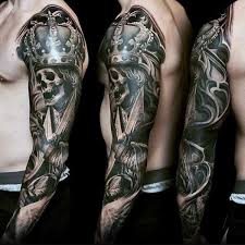 Black And Grey Full Sleeve Tattoo Ideas Top 67 Unique Sleeve Tattoo Ideas 2020 Inspiration Guide Skull Sleeve Tattoos Tattoos For Guys Badass Tattoo Sleeve Men