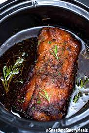 This slow cooker pork tenderloin has a combination of spices added to barbecue sauce and requires very little prep. Crock Pot Balsamic Pork Loin Recipe Video Sweet And Savory Meals