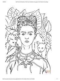 40+ frida coloring pages for printing and coloring. Self Portrait With Necklace Of Thorns By Frida Kahlo Coloring Page Free Printable Coloring Pages