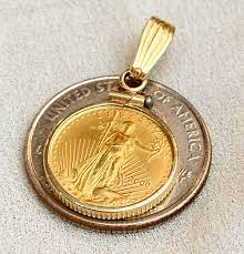 2000 Us 999 Gold Eagle Coin 14k Gold Bezel Necklace Pendant Etsy Gold Jewelry For Sale Coin Statement Necklace Gold Eagle Coins