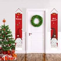 Christmas banners outdoor decorations christmas porch sign welcome merry santa hanging banner for front door indoor home farmhouse wall hanging decor holiday party. Christmas Door Banners Wayfair