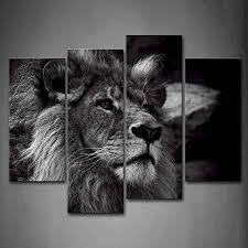 Black And White Animal Prints Framed Framed Black White Lion Portrait Picture Prints Canvas Wall Art Home Decor Firstwallart Modernism Lion Wall Art Portrait Wall Wall Art Painting