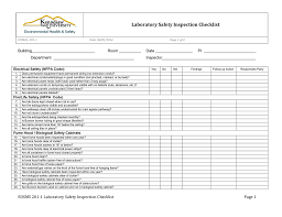 Fire protection systems shall be designed, installed, operated and maintained in accordance with this chapter and the reference standards set forth in fc alterations to fire protection systems shall be performed in compliance with the requirements of this code, the rules, and the construction codes, as. Laboratory Safety Inspection Checklist