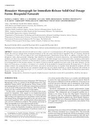 Comprimé sécable (en cœur ; Pdf Biowaiver Monograph For Immediate Release Solid Oral Dosage Forms Bisoprolol Fumarate