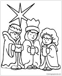 Another beautiful picture for children to color, showing the three wise men bearing their gifts. Three Wise Men On Christmas Day Coloring Pages Christmas Coloring Pages Coloring Pages For Kids And Adults