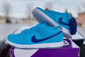 Up Close Nike Sb Dunk Low Blue Fury Comes Through In A Hurry In 2020 Nike Sb Dunks Nike Nike Sb